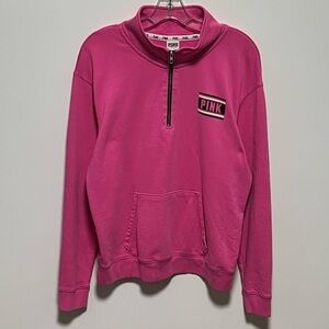 Pink Victoria’s Secret Cozy weekend pink quarter zip pullover sweatshirt, pocket